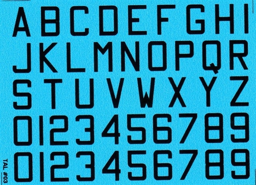 DMC Decals 03S RDAF Buchstaben und Zahlen - schwarze Decals, 10 mm hoch