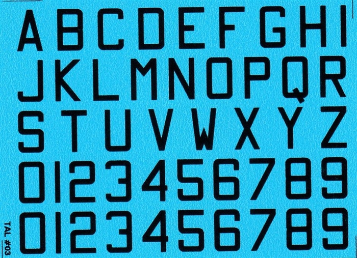 DMC Decals 03S RDAF Buchstaben und Zahlen - schwarze Decals, 10 mm hoch