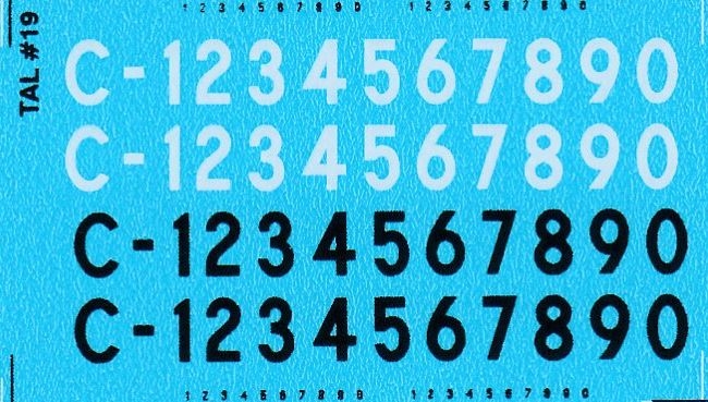 DMC Decals 19S/H RDAF Zahlen - schwarze und weiße Aufkleber, 5 mm hoch