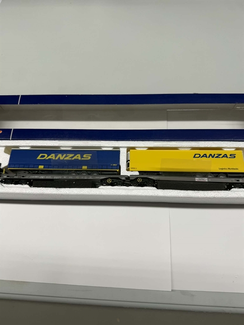 Roco 67602 Doppel-Pocket-Wagen-Set mit Danzas-Anhängern, (GEBRAUCHT)