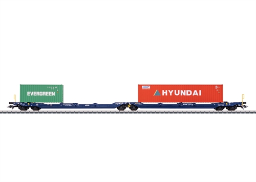 Märklin 47474 Doppeltaschenwagen Sdggmrss mit Evergreen- und Hyundai-Containern
