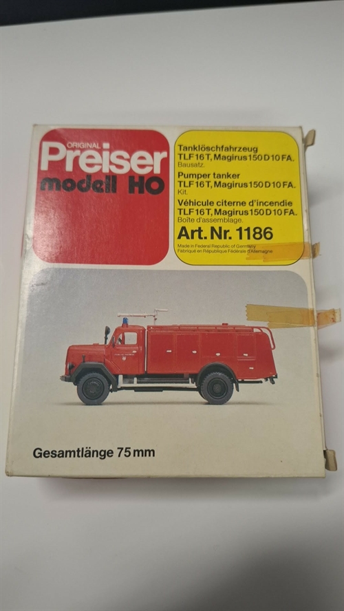 Preiser 1186 Feuerwehrauto (GEBRAUCHT)