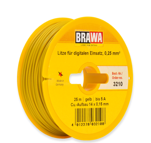 Brawa 3211 0,25 mm2 Draht, gelb, 25 m Spule