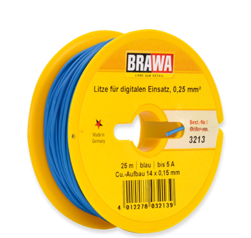 Brawa 3213 0,25 mm2 Draht, blau, 25 m Spule