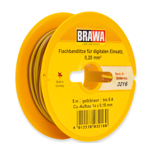 Brawa 3216 Doppeldraht, 0,25 mm2, 5 Meter, braun/gelb