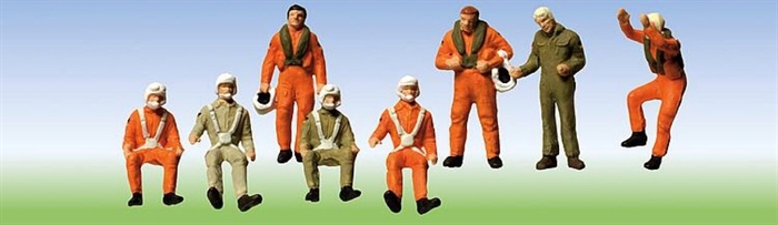 Faller 156016 Piloten, sitzend und stehend, acht Figuren, H0