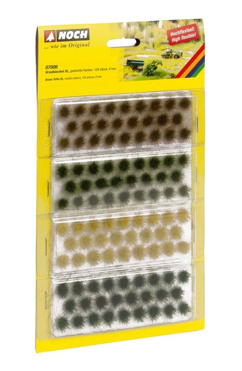 Noch 07006 Grasbüschel XL, dunkelgrün zwischen Grün, Braun und Goldgelb. 104 Stück, 9 mm