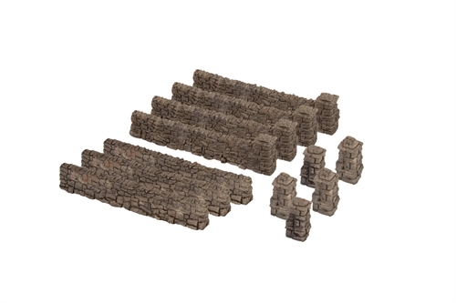 Noch 13170 Steinbruchmauer 12-teilig, Gesamtlänge 72 cm, Mauerhöhe 1,6 cm, Säulenhöhe 2,2 cm