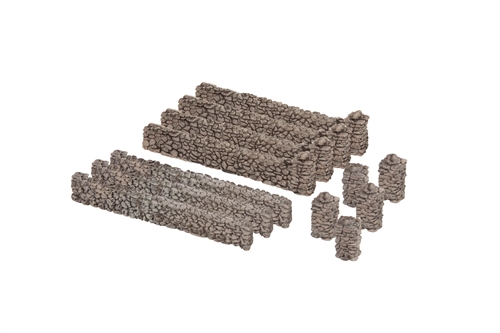 Noch 13171 Feldsteinmauer 12-teilig, Gesamtlänge 70 cm, Mauerhöhe 1,3 cm, Säulenhöhe 2,0 cm
