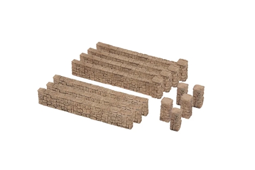 Noch 13172 Gartenmauer 12-teilig, Gesamtlänge 71 cm, Mauerhöhe 1,5 cm, Säulenhöhe 1,9 cm